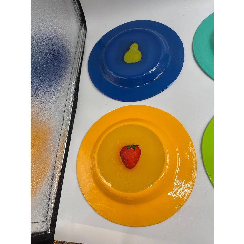 Dibbern Germany Glass Colorful Fruit Glass Salad Plates 8.25